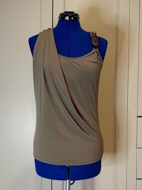 Michael Kors Tank with Leather shoulder strap and draping, Size S, NWT